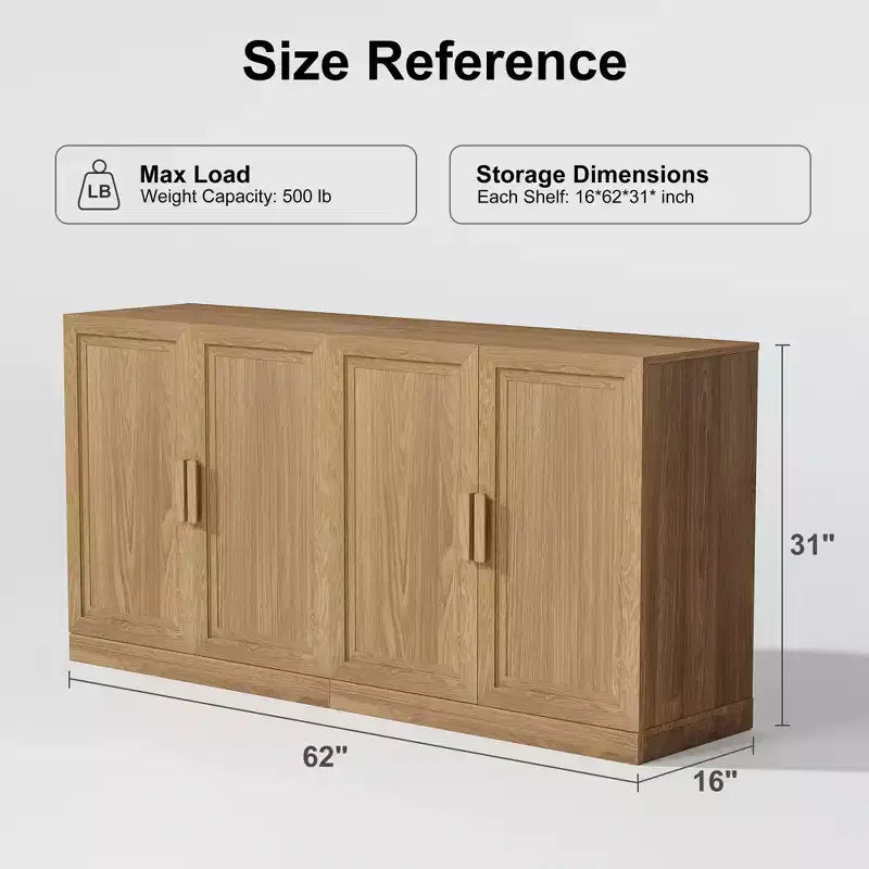 2-Piece Modern Minimalist Wood Grain Edge Cabinet, Multifunctional Storage with 3-Layer Shelves