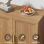 2-Piece Modern Minimalist Wood Grain Edge Cabinet, Multifunctional Storage with 3-Layer Shelves