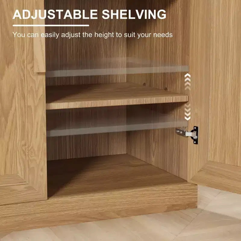 2-Piece Modern Minimalist Wood Grain Edge Cabinet, Multifunctional Storage with 3-Layer Shelves