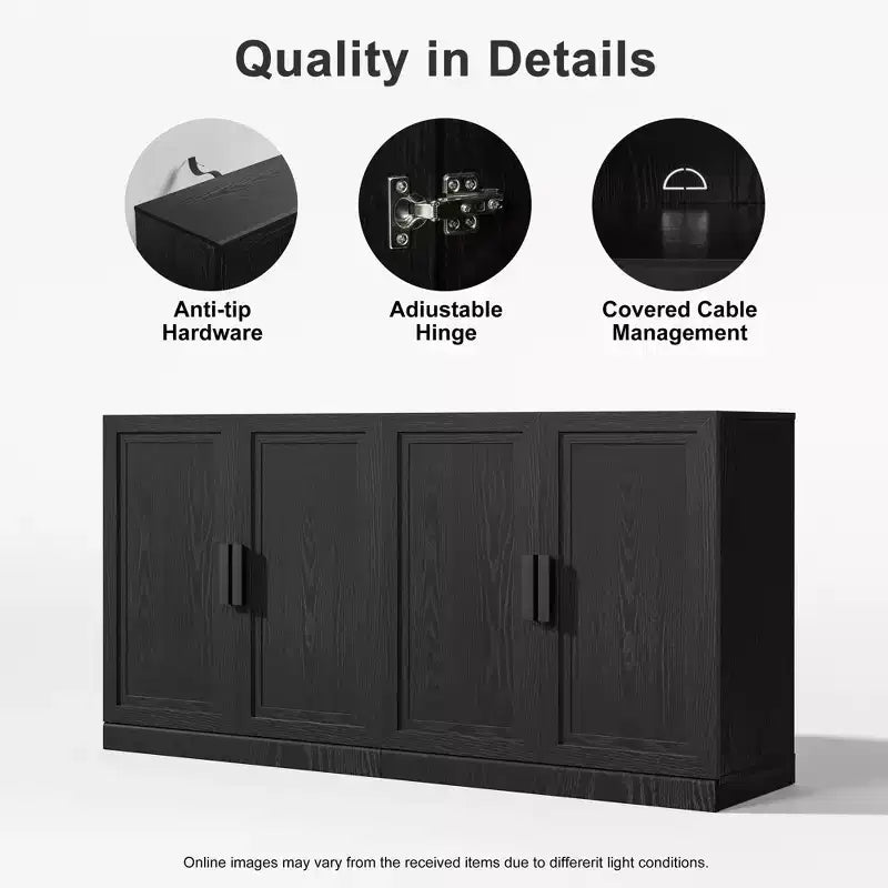 2-Piece Modern Minimalist Wood Grain Edge Cabinet, Multifunctional Storage with 3-Layer Shelves