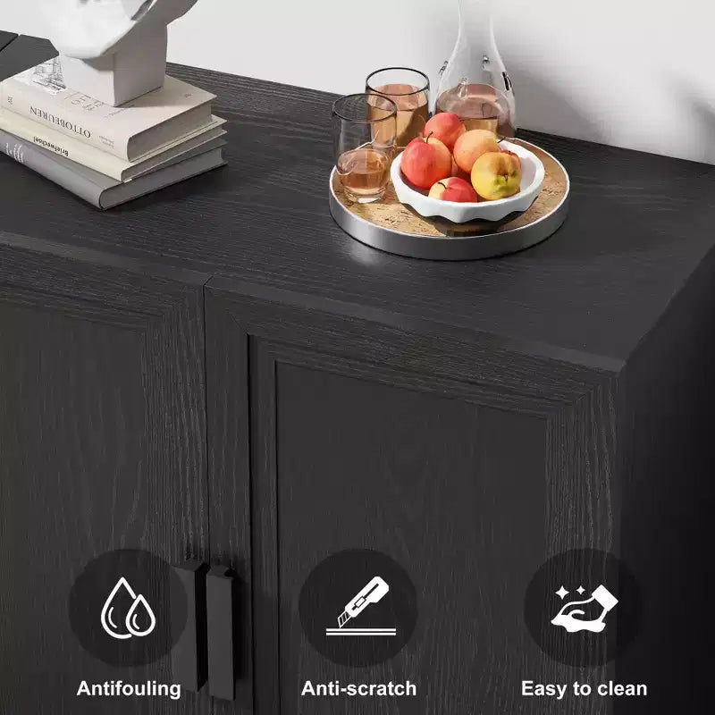 2-Piece Modern Minimalist Wood Grain Edge Cabinet, Multifunctional Storage with 3-Layer Shelves