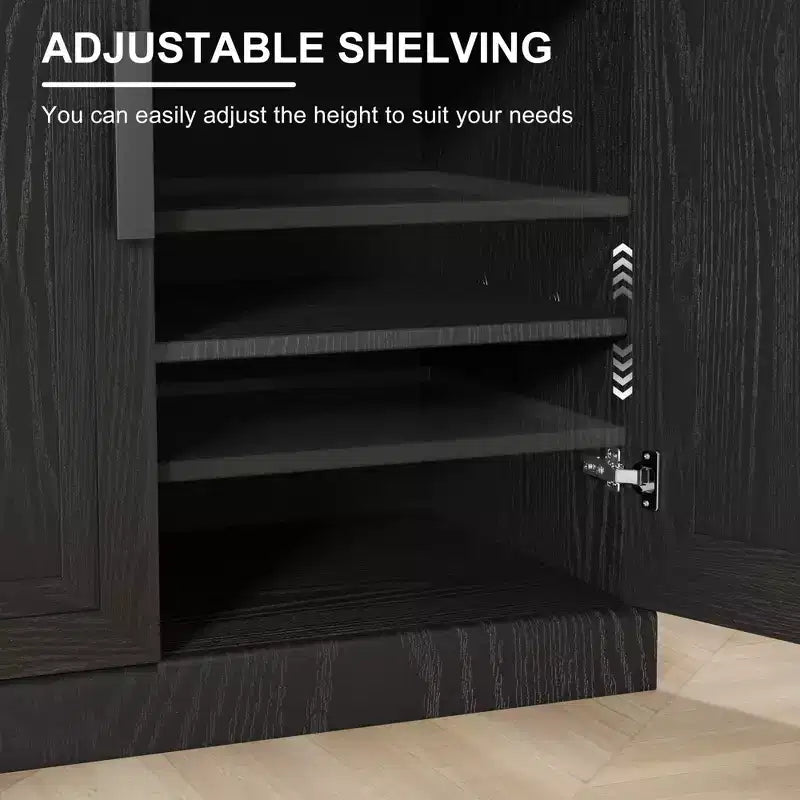 2-Piece Modern Minimalist Wood Grain Edge Cabinet, Multifunctional Storage with 3-Layer Shelves
