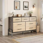 52 Wide Dresser, 7 Dresser for Bedroom, Wooden Closet Storage Chest, for Living Room, Bedroom, Entryway