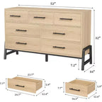 52 Wide Dresser, 7 Dresser for Bedroom, Wooden Closet Storage Chest, for Living Room, Bedroom, Entryway