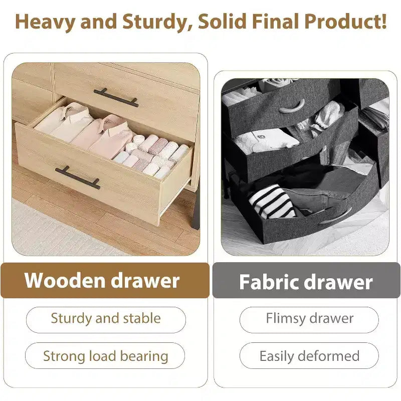 52 Wide Dresser, 7 Dresser for Bedroom, Wooden Closet Storage Chest, for Living Room, Bedroom, Entryway