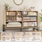 52 Wide Dresser, 7 Dresser for Bedroom, Wooden Closet Storage Chest, for Living Room, Bedroom, Entryway