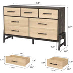 52 Wide Dresser, 7 Dresser for Bedroom, Wooden Closet Storage Chest, for Living Room, Bedroom, Entryway