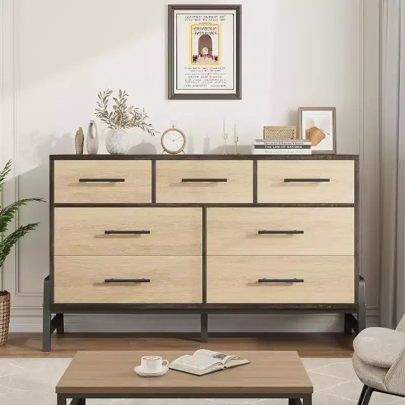 52 Wide Dresser, 7 Dresser for Bedroom, Wooden Closet Storage Chest, for Living Room, Bedroom, Entryway