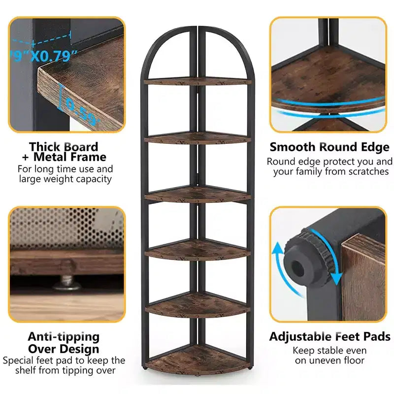 Floor Corner Shelf Space-Saving for Small Living Areas