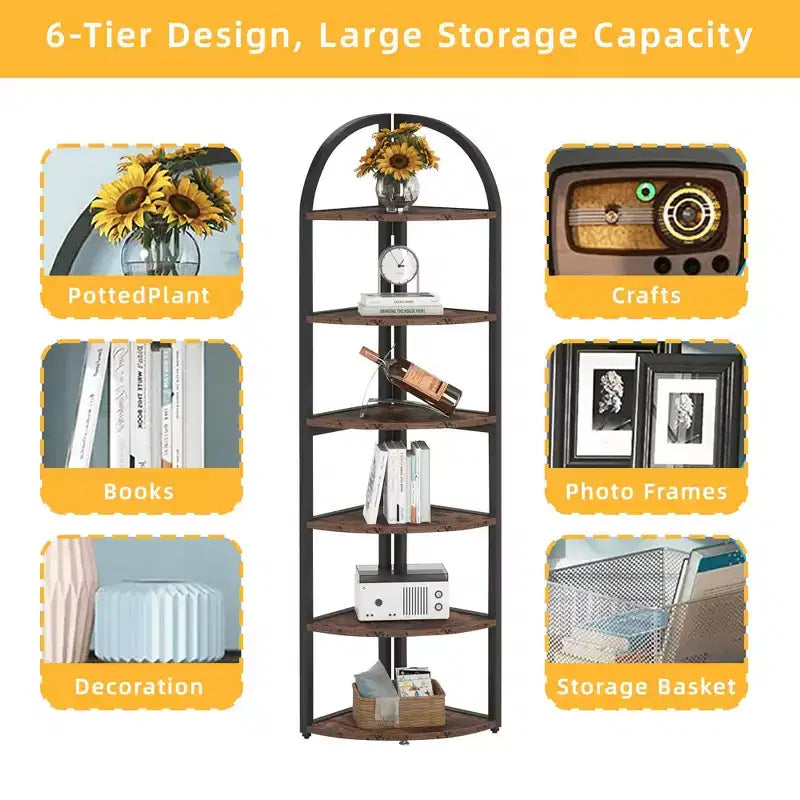 Floor Corner Shelf Space-Saving for Small Living Areas