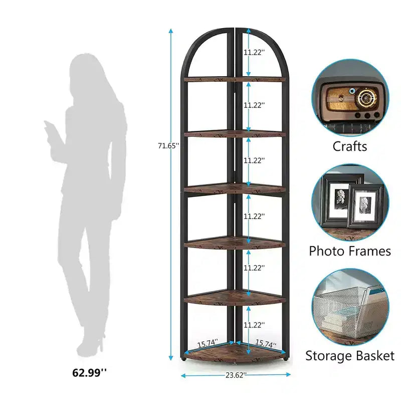 Floor Corner Shelf Space-Saving for Small Living Areas