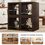 Dual-Sided Glass Display Cabinet, Curio Cabinet for Collectibles, Glass Decor Case with Adjustable Shelves for Showcase Living Room