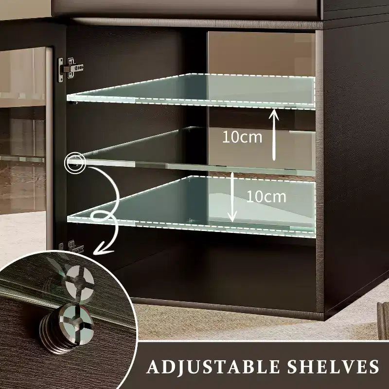 Dual-Sided Glass Display Cabinet, Curio Cabinet for Collectibles, Glass Decor Case with Adjustable Shelves for Showcase Living Room