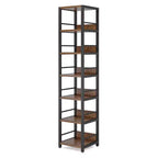 74.8H 6-Tier Corner Bookshelf, 13.4 Compact Space-Saving Storage Rack for Home