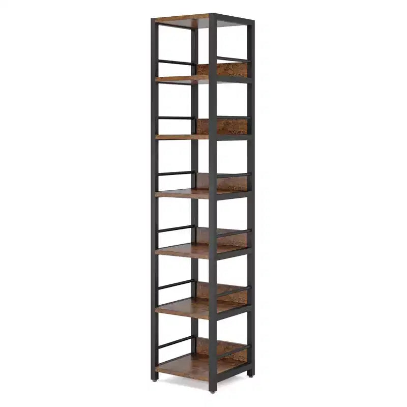 74.8H 6-Tier Corner Bookshelf, 13.4 Compact Space-Saving Storage Rack for Home