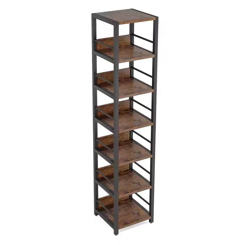 74.8H 6-Tier Corner Bookshelf, 13.4 Compact Space-Saving Storage Rack for Home