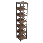 74.8H 6-Tier Corner Bookshelf, 13.4 Compact Space-Saving Storage Rack for Home