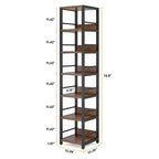 74.8H 6-Tier Corner Bookshelf, 13.4 Compact Space-Saving Storage Rack for Home