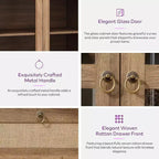 71 Tall Arched Pantry Cabinet with Glass Door, Drawer & Anti-Tip Kit Versatile Storage Cupboard for Kitchen or Dining Room