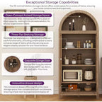 71 Tall Arched Pantry Cabinet with Glass Door, Drawer & Anti-Tip Kit Versatile Storage Cupboard for Kitchen or Dining Room