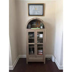 71 Tall Arched Pantry Cabinet with Glass Door, Drawer & Anti-Tip Kit Versatile Storage Cupboard for Kitchen or Dining Room