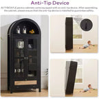 71 Tall Arched Pantry Cabinet with Glass Door, Drawer & Anti-Tip Kit Versatile Storage Cupboard for Kitchen or Dining Room