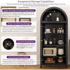 71 Tall Arched Pantry Cabinet with Glass Door, Drawer & Anti-Tip Kit Versatile Storage Cupboard for Kitchen or Dining Room