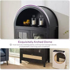 71 Tall Arched Pantry Cabinet with Glass Door, Drawer & Anti-Tip Kit Versatile Storage Cupboard for Kitchen or Dining Room