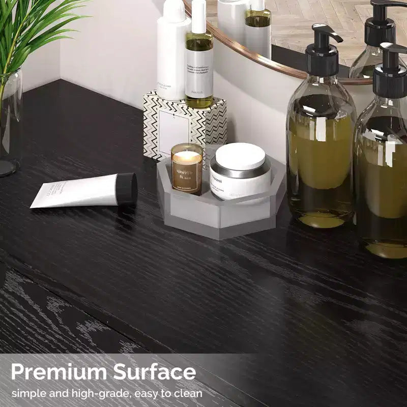 Salon Styling Storage Station with Mirror and 3 Drawers 1 Open Shelf