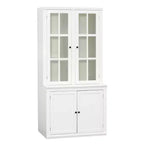 Farmhouse-Inspired Freestanding Display Cabinet with Glass Doors & Storage