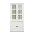 Farmhouse-Inspired Freestanding Display Cabinet with Glass Doors & Storage