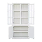 Farmhouse-Inspired Freestanding Display Cabinet with Glass Doors & Storage