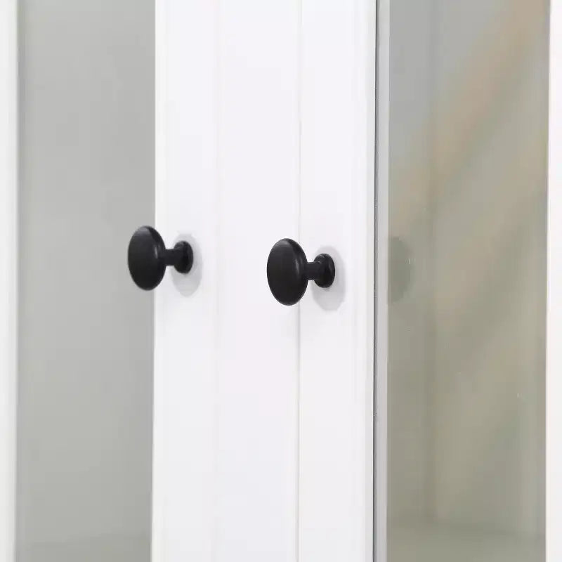 Farmhouse-Inspired Freestanding Display Cabinet with Glass Doors & Storage