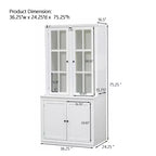 Farmhouse-Inspired Freestanding Display Cabinet with Glass Doors & Storage