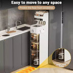 Ultra-Slim Bathroom Storage Cabinet, Narrow Organizer with Wheels, Modern Drawer Design for Bathroom, Laundry, Kitchen, Office
