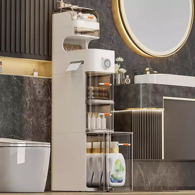 Ultra-Slim Bathroom Storage Cabinet, Narrow Organizer with Wheels, Modern Drawer Design for Bathroom, Laundry, Kitchen, Office