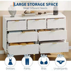 7 Drawer Dresser, 47.2 Wide Modern White Chest with Gold Metal Legs, Storage Organizer for Bedroom, Entryway, Living Room