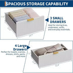 7 Drawer Dresser, 47.2 Wide Modern White Chest with Gold Metal Legs, Storage Organizer for Bedroom, Entryway, Living Room