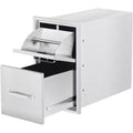 16W x 21H x 23D Inch Outdoor Kitchen Stainless Steel Double Access Drawers with Paper Towel Holder Combo for BBQ Island or Grill Station