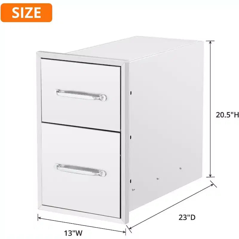 16W x 21H x 23D Inch Outdoor Kitchen Stainless Steel Double Access Drawers with Paper Towel Holder Combo for BBQ Island or Grill Station