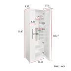 Dillon Modern 70.8 Wood Multi-functional Tall Cabinet with Pull-Out Storage Shelves and Wine Shelves