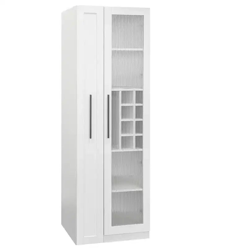 Dillon Modern 70.8 Wood Multi-functional Tall Cabinet with Pull-Out Storage Shelves and Wine Shelves