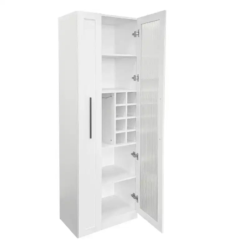 Dillon Modern 70.8 Wood Multi-functional Tall Cabinet with Pull-Out Storage Shelves and Wine Shelves