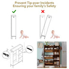 Rattan Shoe Cabinet with 3 Flip Drawers, Hidden Shoe Storage Cabinet, Wooden Narrow 4 Tier Shoe Organizer for Entryway Hallway Living Room