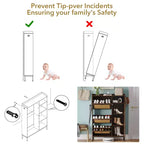 Rattan Shoe Cabinet with 3 Flip Drawers, Hidden Shoe Storage Cabinet, Wooden Narrow 4 Tier Shoe Organizer for Entryway Hallway Living Room
