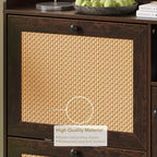 Rattan Shoe Cabinet with 3 Flip Drawers, Hidden Shoe Storage Cabinet, Wooden Narrow 4 Tier Shoe Organizer for Entryway Hallway Living Room