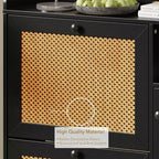 Rattan Shoe Cabinet with 3 Flip Drawers, Hidden Shoe Storage Cabinet, Wooden Narrow 4 Tier Shoe Organizer for Entryway Hallway Living Room