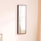 Mirror Jewelry Cabinet, 47.05-Inch Tall Lockable Jewelry Cabinet Armoire with Full-Length Mirror, Wall or Door Mounted Jewelry Mirror, Brown