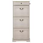48.22 in. H x 20.86 in. W Antique White Shoe Cabinet with 1 Drawer and 3 Flip Drawers