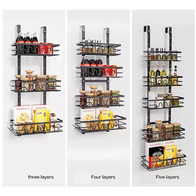 Over The Door Pantry Organizer, Pantry Organization and Storage, Easy to Install Spice Rack Shelves for Pantry, Kitchen, Bathroom and Cabinet Door